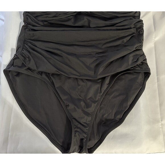 Anne Cole 1 Piece Black Swimsuit Bathing Suit Removable Strap Size 16 - Picture 7 of 9